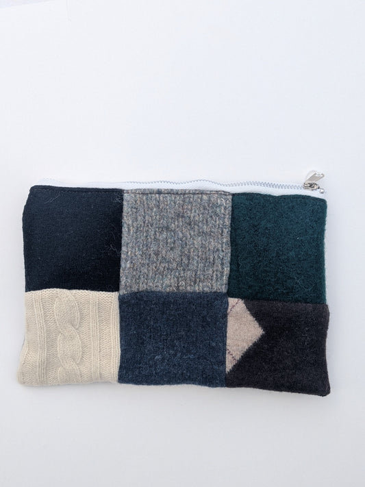 Wool Grid Zipper Pouch