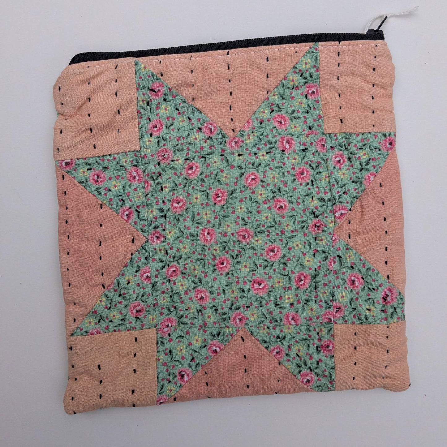 Pink and Blue Zipper Pouch with star
