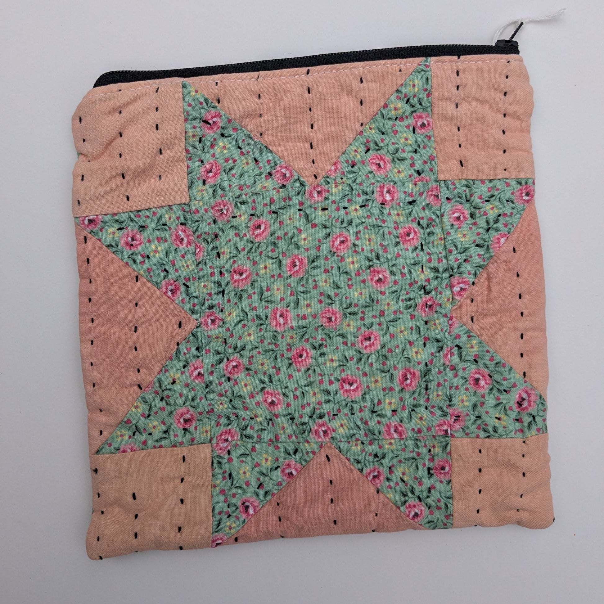 Pink and Blue Zipper Pouch with star
